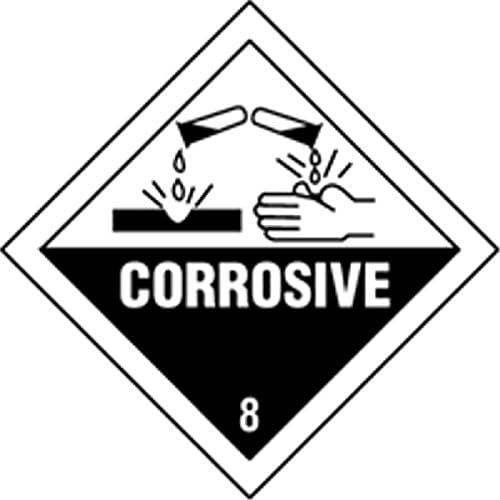 Set of 4 Signage Labels IMDG-ADR Class 8: Corrosive 300x300