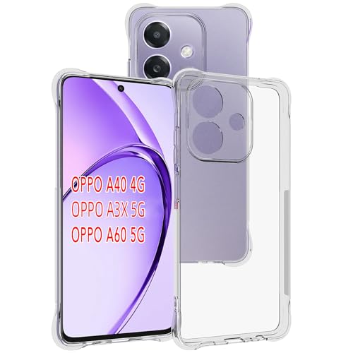 USTIYA Case for Oppo A40 4G / A60 5G Clear TPU Four Corners Military-Grade Protection Cover Transparent Soft funda