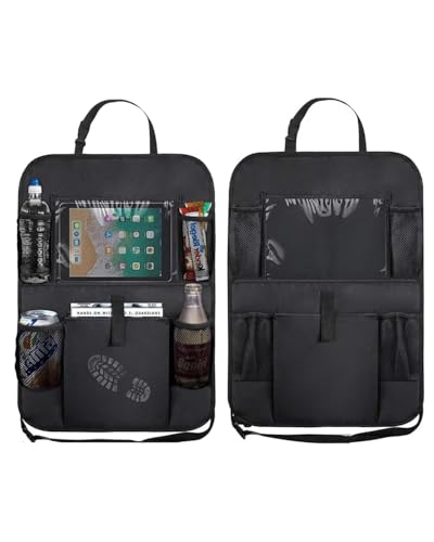 FUGLUS 2PCS protectores de respaldo de coche y organizador, tela Oxford 600D, resistente al agua, organizador para asiento trasero, protector de asiento de coche, protector de respaldo para coche