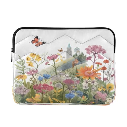 Funda para portátil de 13-14 pulgadas con diseño de mariposas y flores miniatura 1