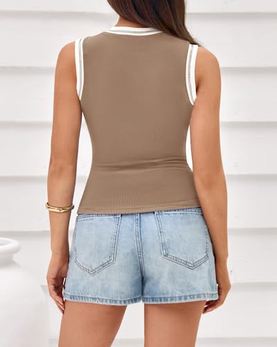 Image of BTFBM High Neck Tank Top for Women Sleeveless Ribbed Y2k Clothes Basic Shirts Going Out Outfits Spring Summer Tops 2026