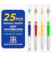 COCOBURI Bulk Toothbrushes 25 Pcs Individually Wrapped Toothbrushes Medium Soft Bristle Toothbrus...