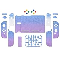 eXtremeRate Full Case für Nintendo Switch Joycon/Console, DIY-Ersatz Joy Con Shell/Tasten & Rückgehäuse & Kickstand, Custom Abdeckung Set für Nintendo Switch Konsole(Glitzer Clear BluebellViolett) – Ansicht 2
