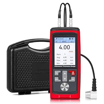 Bonvoisin Ultrasonic Thickness Gauge, Range 0.039 to 11.811 in, Measures Steel, Copper, Metals, Plastic, Glass, PVC