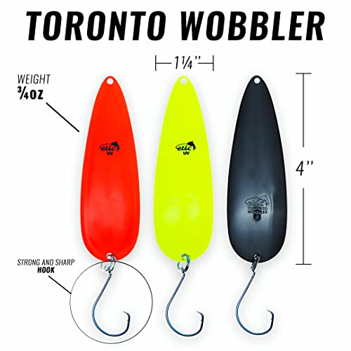 Etic Toronto Wobbler Fishing Spoons Kit 100% Made Of Brass, 3Pcs Fishing Lures, Fishing Tackle, Fishing Gear, Fishing Accessories, Fishing Lures For Trout, Salmon, Pike, Walleye, Bass And Mores #TOP2