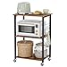 VASAGLE Carrello da Cucina con Rotelle, Carrello di Servizio con 3 Ripiani, Scaffale per Microonde, Struttura Metallica con 6 Ganci, 40 x 60 x 89 cm, Marrone Vintage e Nero Inchiostro KKS60XV1