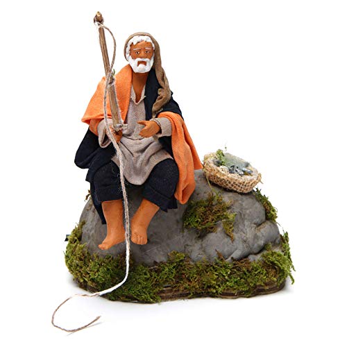 Holyart Pescador sobre Roca 12 cm con Movimiento bel?n napolitano