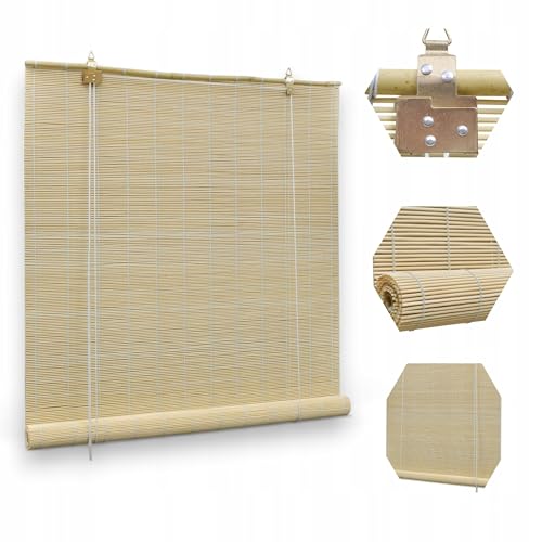 Persiana interior de bambú 150 x 160 cm – persianas opacas naturales y elegantes para ventanas