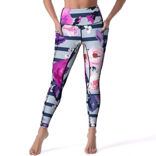Legging femmes noir et blanc à rayures pour le yoga et le sport en taille S