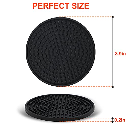 Coasters For Drinks, Perfect Silicone Drink Coasters Set Of 8, Non-Stick Black Coasters For Coffee Table, Wooden Table, Heat Resistant Coaster Set With Deep Grooved, Coasters Fit All Cups #TOP5