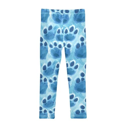 Blue Cat Dog Paw Print Girls Casual Leggings for Kids Printed Long Pant Bottoms Stretch and Soft2