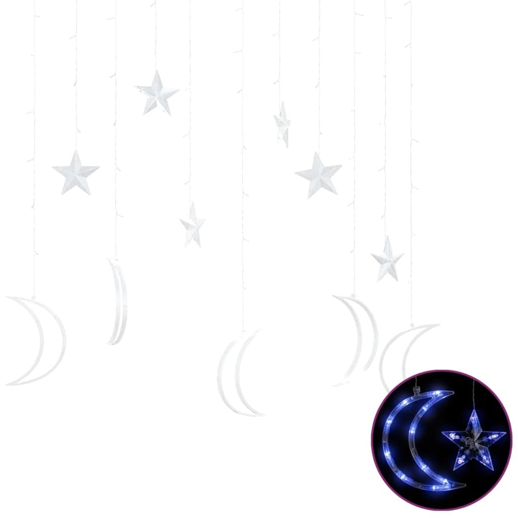 Star and Moon - Guirnalda de luces con mando a distancia, 138 LED, color azul