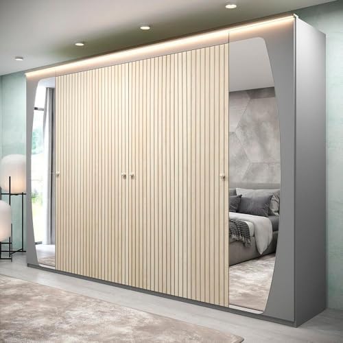 Guarda Roupa Casal com Espelho e Led 6 Portas 6 Gavetas Inovação ...