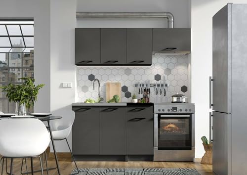  Dmora Cucina Completa Cormons Grigio Antracite Modulabile un Cassetto, un Ripiano