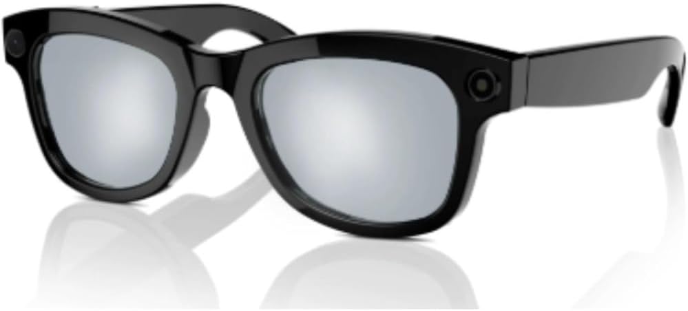 EnergyDeer Unisex smart glasses glasses with a large AI model equipped with real-time translation function. The silver model is equipped with a 500W pixel camera. App friendly with UV Tarnish Lens