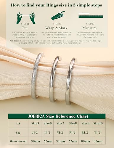 Image of JOERICA 3Pcs 2mm Stainless Steel Women's Stackable Eternity Ring Band Engagement Ring Set 4-9