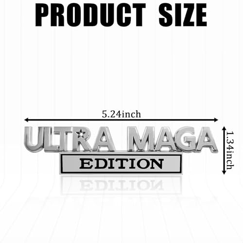 Image of Ultra MAGA Edition Emblems, Cool 3D Metal Trump Sticker Fender Badge Car Decals Adhesive, Personality Label Trunk Logo Decal Auto Body Car Exterior Embossed Decor Accessories (Silver & Black)