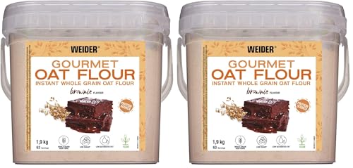 Weider Oat Gourmet. Harina de Avena Integral. Fuente de proteína con bajo contenido en azúcares. Sabor Brownie (1,9 kg) (Paquete de 2)