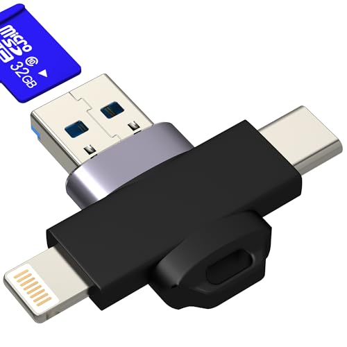 Adaptador de Lector de Tarjetas USB a Micro SD para Apple Lightning Lector de Tarjetas USB C para iPhone 17 16 15 14 Pro MAX Lector de Tarjetas TF Transferencia de Tarjetas de Memoria Compatible con