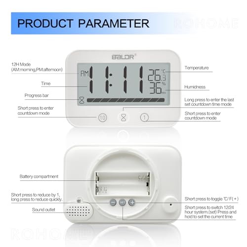 Rohome Visual Progress Bar Shower Clock