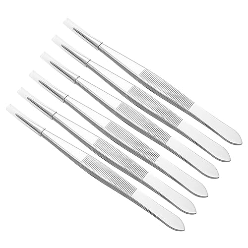 GSHLLO 6 Pcs Stainless Steel Eyelash Tweezers Fine Point Precision Tweezers Straight Eyebrow Tweezers Facial Hair Removal Tweezers for Women Men