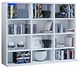 Für 480 CDs oder 224 DVDs VCM Regal Standregal Medienregal Bücherregal CD DVD Ablage Aufbewahrung Holz Raumteiler Wandregal Weiß \