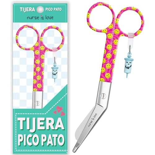 Nurse is Love Tijeras Mayo Punta Roma - Tijeras de Primeros Auxilios para Vendajes | Kit Primeros Auxilios | Acero Inoxidable | Diseño Exclusivo con Charm PHF