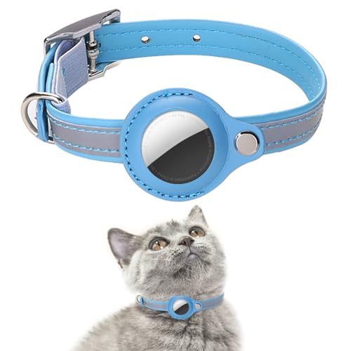 犬 猫 首輪 AirTag エアタグ 光を反射 安全性の高い カラー 迷子札 ケース ペット キャット ドッグ ペットグッズ 小型犬 中型犬 h0620 (ブルー, S)