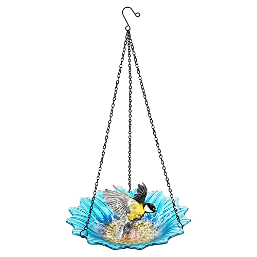 Adorafur Hängende Vogeltränke für den Außenbereich, Glasschale, Sonnenblumenschale, Dekorationen für Garten, Hof, Terrasse Cover