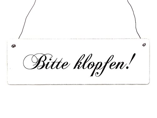 Interluxe Holzschild Shabby Chic Vintage Türschild BITTE KLOPFEN - CHOPIN...