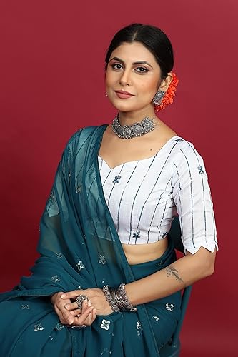 Image of Glory Sarees Women's Georgette Embroidery Saree With Blouse Piece (GLF721 Parent)