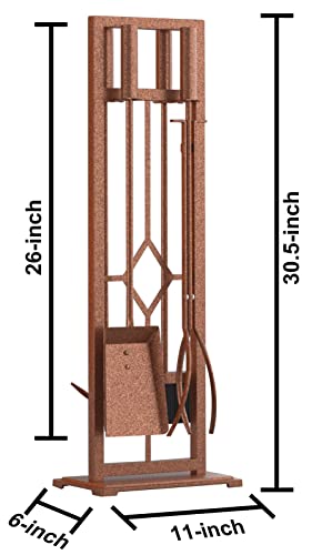 Fire Beauty 5 Pieces Fireplace Tools Set Wrought Iron Fire Place Pit Poker Holder(Antique Bronze) #TOP5
