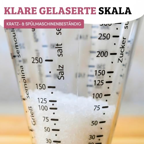 Foto von Westmark Messbecher, Mit Feinmesskegel, mehrsprachigen Messskalen und verschiedenen Maßeinheiten, Trichterform, Füllvolumen: 0,5 Liter, Kunststoff, Gerda, Transparent, 30762270