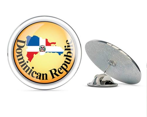 Dominican Republic Glossy Map Flag Round Metal 0.75" Lapel Pin Hat Shirt Pin Tie Tack Pinback2