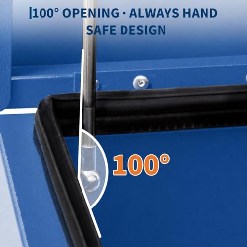 Lockable Truck Bed Tool Box 36'' for Pickup, Heavy Duty Steel Truck Tool Box with Dual Lids, Weatherproof Powder-Coated Storage Box, Front Handle, 2 Side Lift Handles, 2 Gas Struts, Fits Truck Bed by OUTLANE - Used condition - Image 3