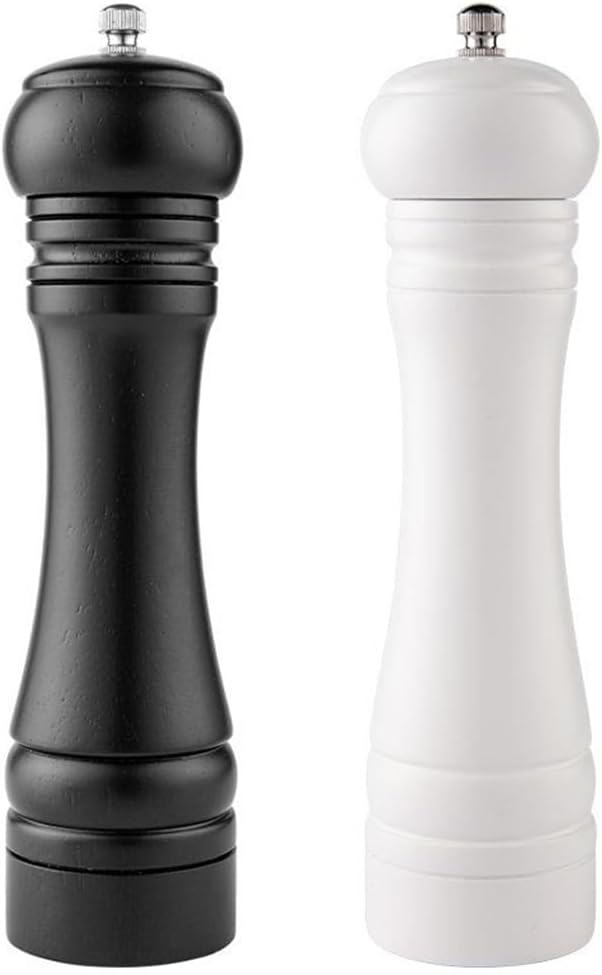 8-inch Black and White PU Baking Paint Pepper Grinder Kitchen Home Black Pepper Grinder Seasoning Bottle(D)