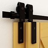 CCJH 8FT/244cm Schiebetürsystem Laufschiene Schiebetürbeschlag für Bypass 2 Holzschiebetür Zubehör Barn Door Hardware Kit Schwarz