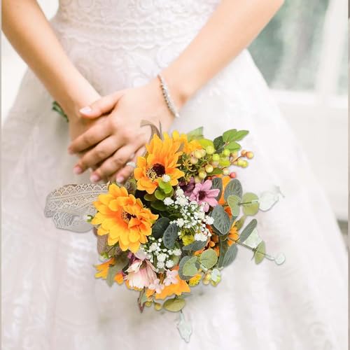 Ramo de dama honor con cinta elegante para regalar en bodas de verano 8