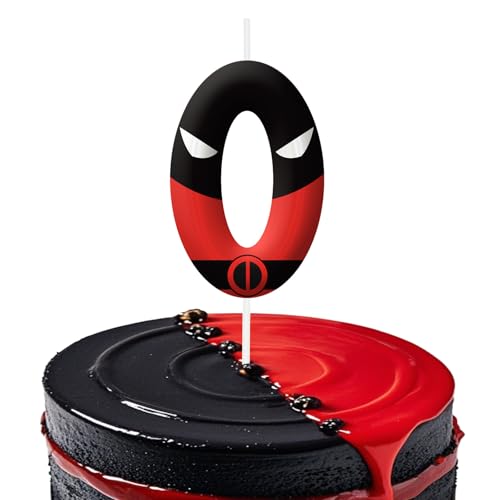 Red Black Themed Birthday Candles for Cake, Number 0th Candle, Happy Birthday Cake Topper for Boys Girls, Cartoon Themed Birthday Party Decorations Supplies Gifts