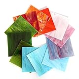 Hojas de vitrales, 15,2 x 15,2 cm, juego de 12, vidrio de arte de catedral para atrapasueños, manualidades, decoración de bricolaje (mezcla de colores 3)