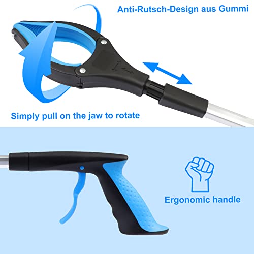 OITUGG 2 Stück Greifer zum Aufheben, 83cm Müllzange, Greifzange für Senioren und Hilfsmittel, Müllgreifer Zange mit Magnetspitzen und 360° Drehbarer Kopf, 32.6 Zoll Aluminium Faltbare Greifarm
