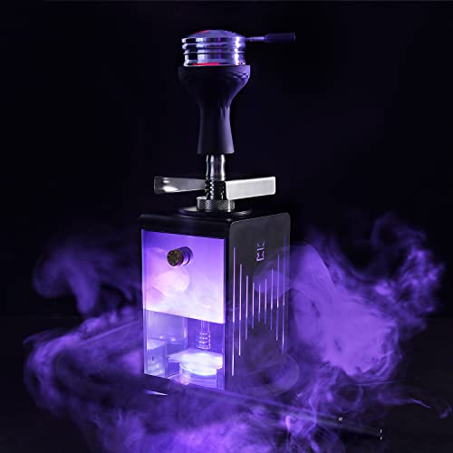 Shisha Set Komplett mit Allem - Kitosun Neno-Mobile tragbare Reise-Shisha beinhaltet Smokebox, Phunnel Kopf Mundstück Aschenbecher LED-Licht und Zangen 2 Schlauch Anschluss Wasserpfeife (Aluminium)