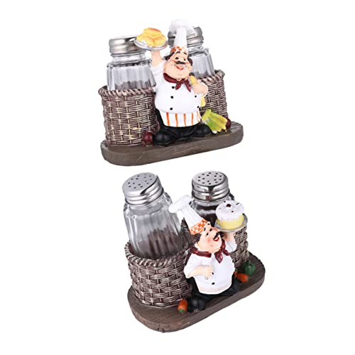 OFFSCH Kitchen Supplies 2-piece Resin Chef Ornament Salt Pepper Resin Decor for