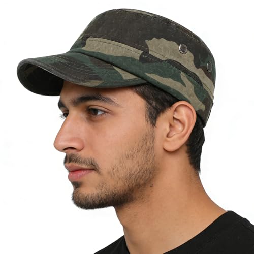 LONTG Casquette de Baseball Camouflage Homme Casquette Plate Été Respirant Chapeau de Soleil Anti-UV Casquettes Militaire Rétro Réglable Chapeau de Protection Solaire pour Extérieur Randonnée Plage