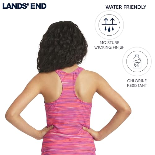 Image of Lands' End Girls' UPF 50+ Swim Bikini Bottom and Racerback Tankini Set