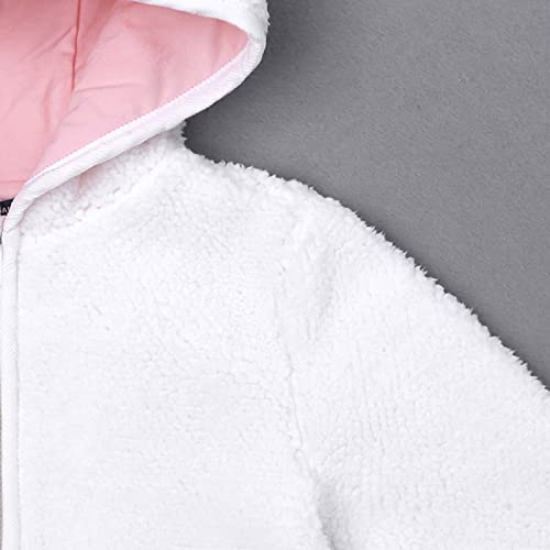 Toddler Girls Fleece Hooded Jacket Long Sleeve Zipper Bunny Ear Coat Fall Winter Warm Outwear with Pocket2