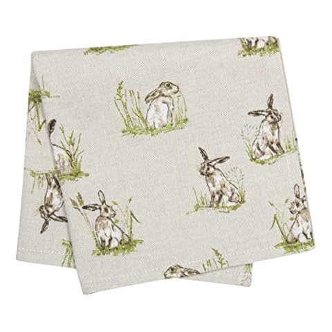 Set of 4 Cloth Serviette Country Hare Beige Animal Fabric Napkins 41 x 41cm Cover