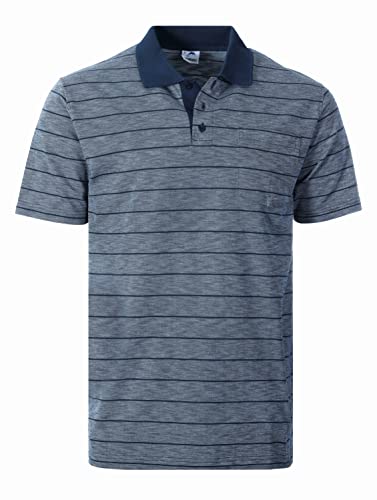 Gioberti Mens Regular Fit Yarn Dye Striped Short Sleeve Polo Shirt with Pocket