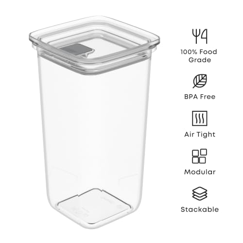Image of All Time Modular Plastic Storage Container 950ml | BPA Free Food Grade Kitchen Storage Jar with Silicone Lid | Airtight Stackable Canister for Snacks, Dry Fruits & Pantry Storage - Transparent