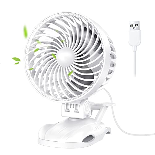 OUILA Mini ventilador USB, ventilador de mesa con clip de 9 velocidades, color blanco